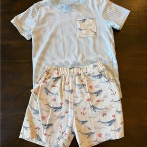 Kids' Blue Striped Tee & Nautical Whale Shorts Short Set